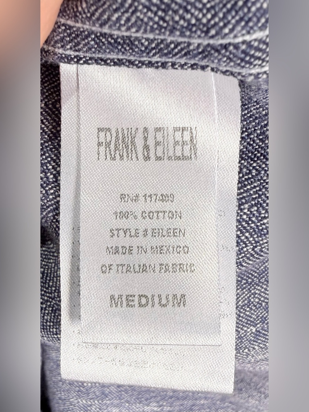 Frank & Eileen EILEEN Washed Indigo Flannel Button Down Shirt Size Medium - Picture 12 of 12